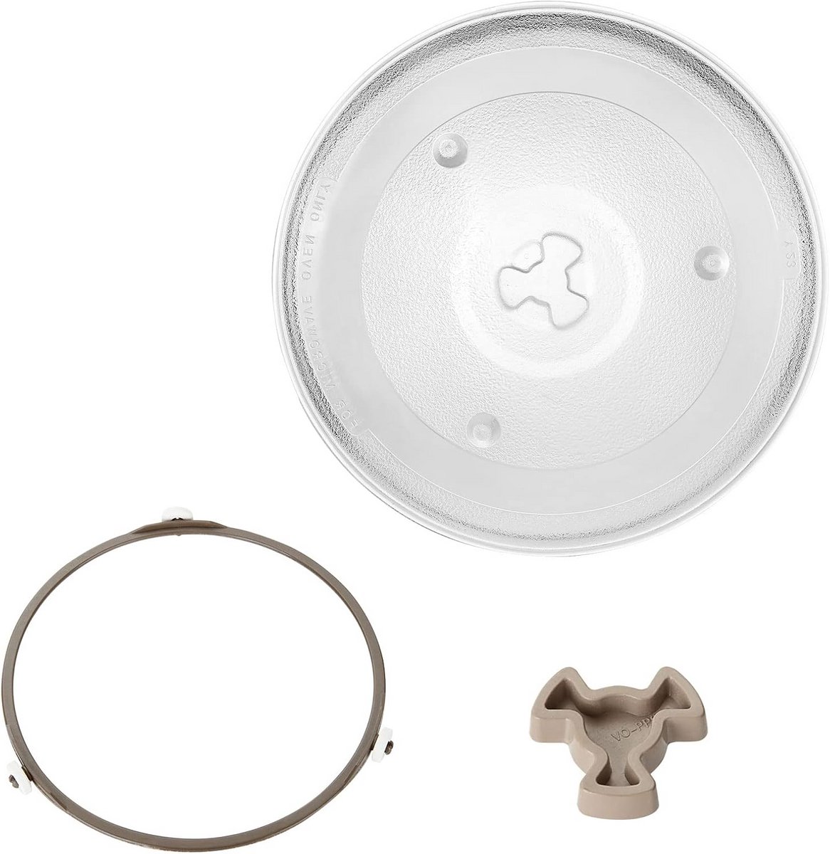 Universeel glazen magnetronplateau 27 cm met draaikern en bevestigers