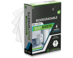 Brackit 4 stuks biologisch afbreekbare stofplaten, 4 x 5 m, extra groot voor meubels en muren, waterdichte beschermers