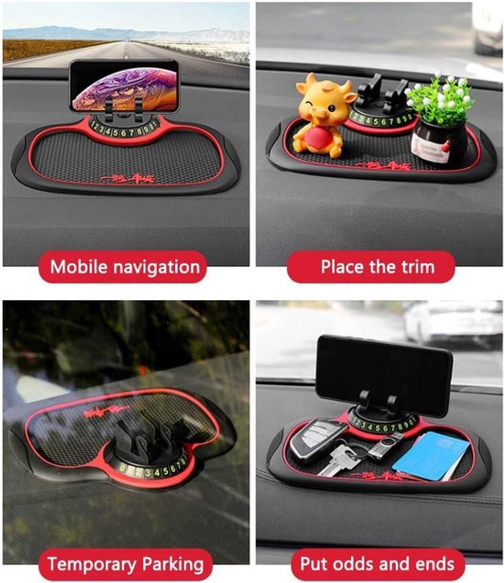 Antislip Auto Dashboard Mat met 360 Graden Draaibare Telefoonhouder