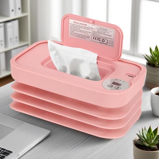 Luierwarmer Billendoekjes - Draagbare Dispenser - Warm Doekjes Gebruik - Snel USB Verwarming - 21 x 13 x 13 cm — afbeelding 2