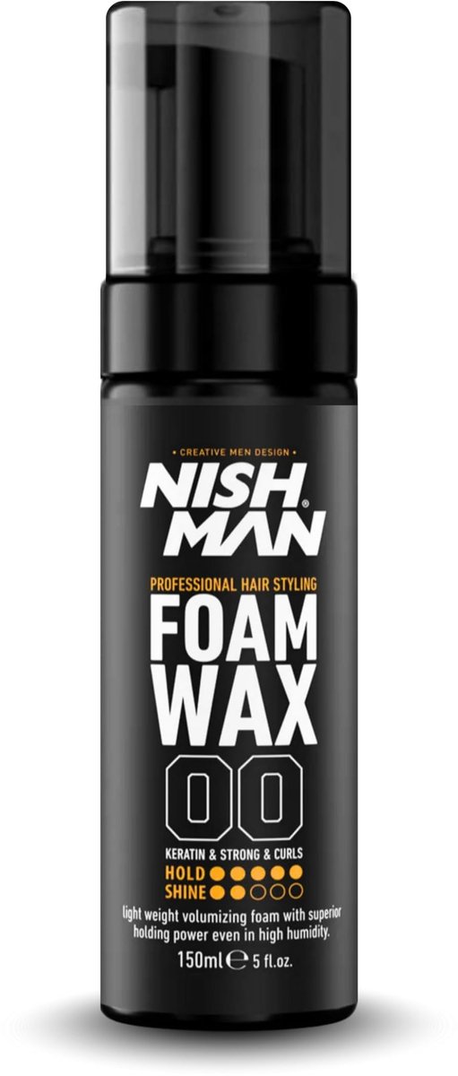 Nishman Foam Wax FOAX keratine haarwax sterke hold en glans heren 150ml