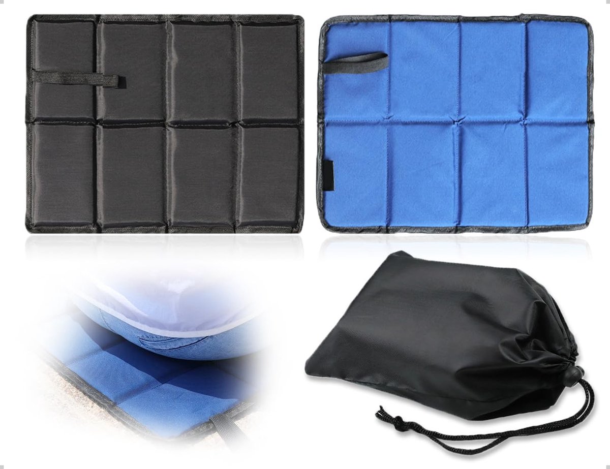 aladdien - Outdoor Kussen - Vouwkussen - Comfortabel en Praktisch - Blauw en Zwart - Perfect voor Buiten - Ideaal voor Kinderen en Volwassenen