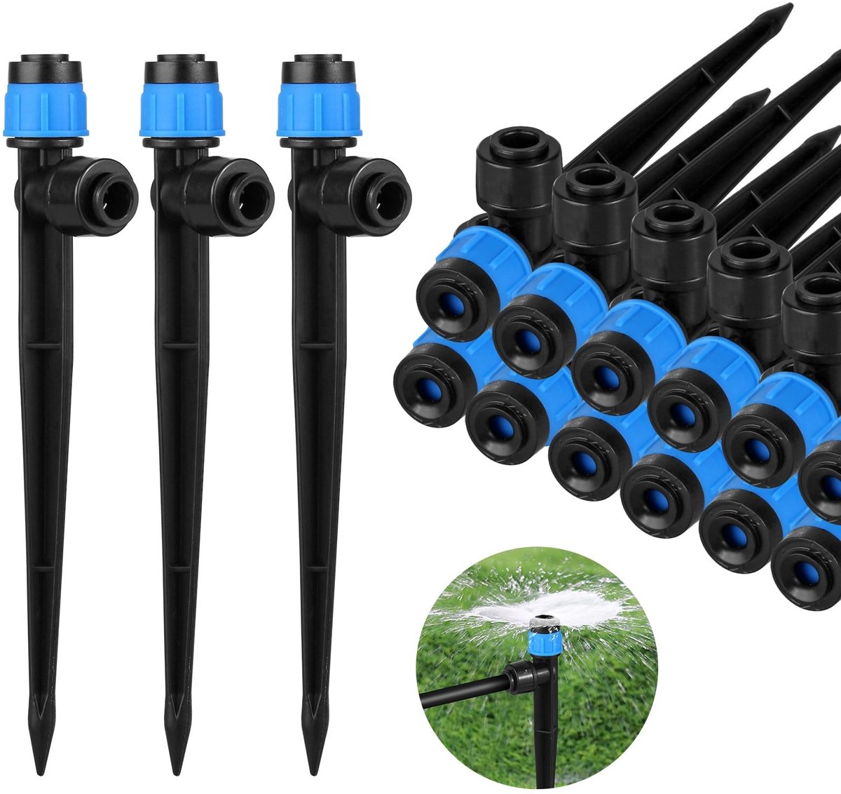 aladdien - 30 stuks 360 graden instelbare irrigatiesproeier - Tuinirrigatie - Snelkoppelingsontwerp - Blauw - Druppelirrigatiesystemen - Geschikt vo..