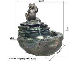 Garden Fountain DURGER FROSCH with LED Light 230 V SIDE Fountain BIRD BATH WATERFALL Garden Lamp Pond Pump - Jump Run WATER SPIEL for Garden, Garden Pond,Patio, Pond,Balcony