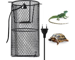 Warmtelamp voor Reptielen met Beschermkooi - E27 Fitting - Anti-Verbrandingslamp voor Terrarium