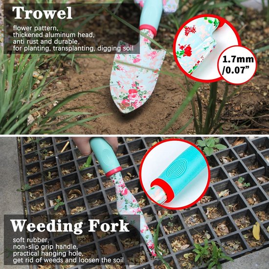 16-delige Tuingereedschap Set voor Tuinieren - Floral Hand Tool Gift Kits - Voor Vrouwen & Mannen - Met Snoeischaar & X-Large Handvat - Opbergtas Heavy Duty van Merkloos	 — afbeelding 4