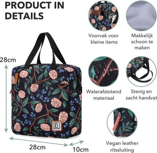 Brisby 4 Laags Geïsoleerde Koeltas - Lunchtas 7 liter - Passion Flower van Brisby — afbeelding 4