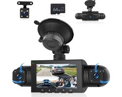 4-kanaals dashcam auto 360°, 4 camera's FHD 1080P voor en achter links rechts
