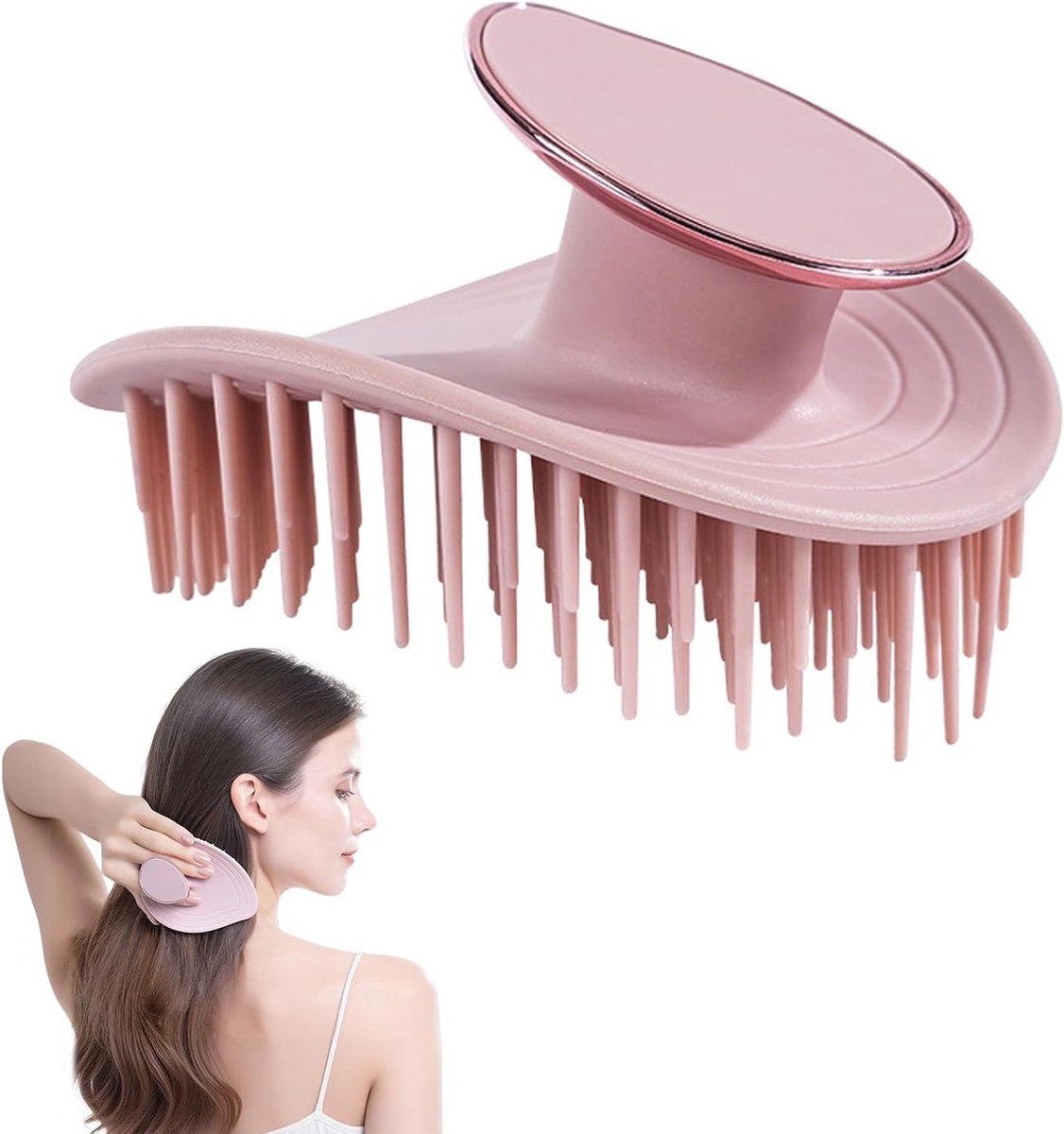 Hoofdmassageborstel voor gezonde hoofdhuid en haarverzorging, ideaal voor ontspanning en doorbloeding, roze