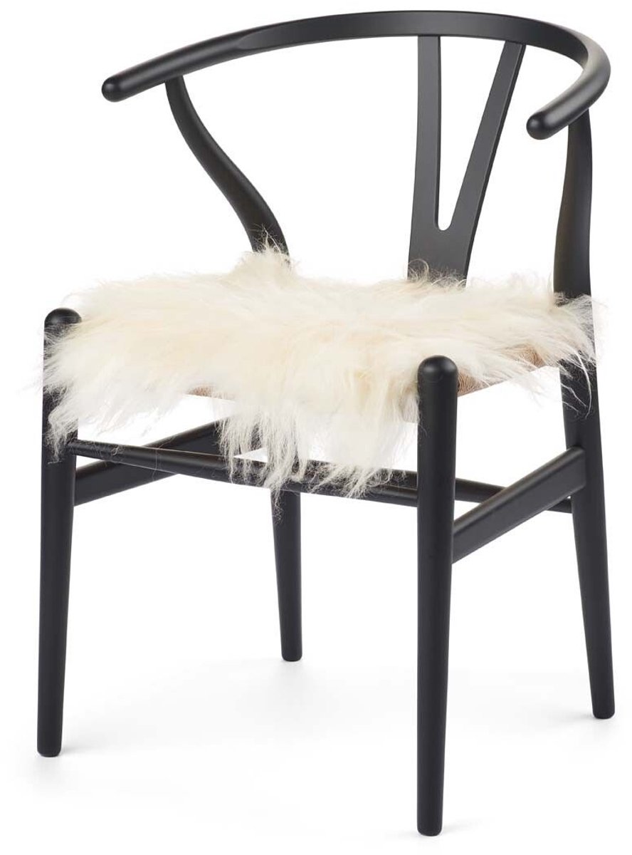 Sheepskin House Langharige Schapenvacht Stoel Cover - 40x40 cm Off White