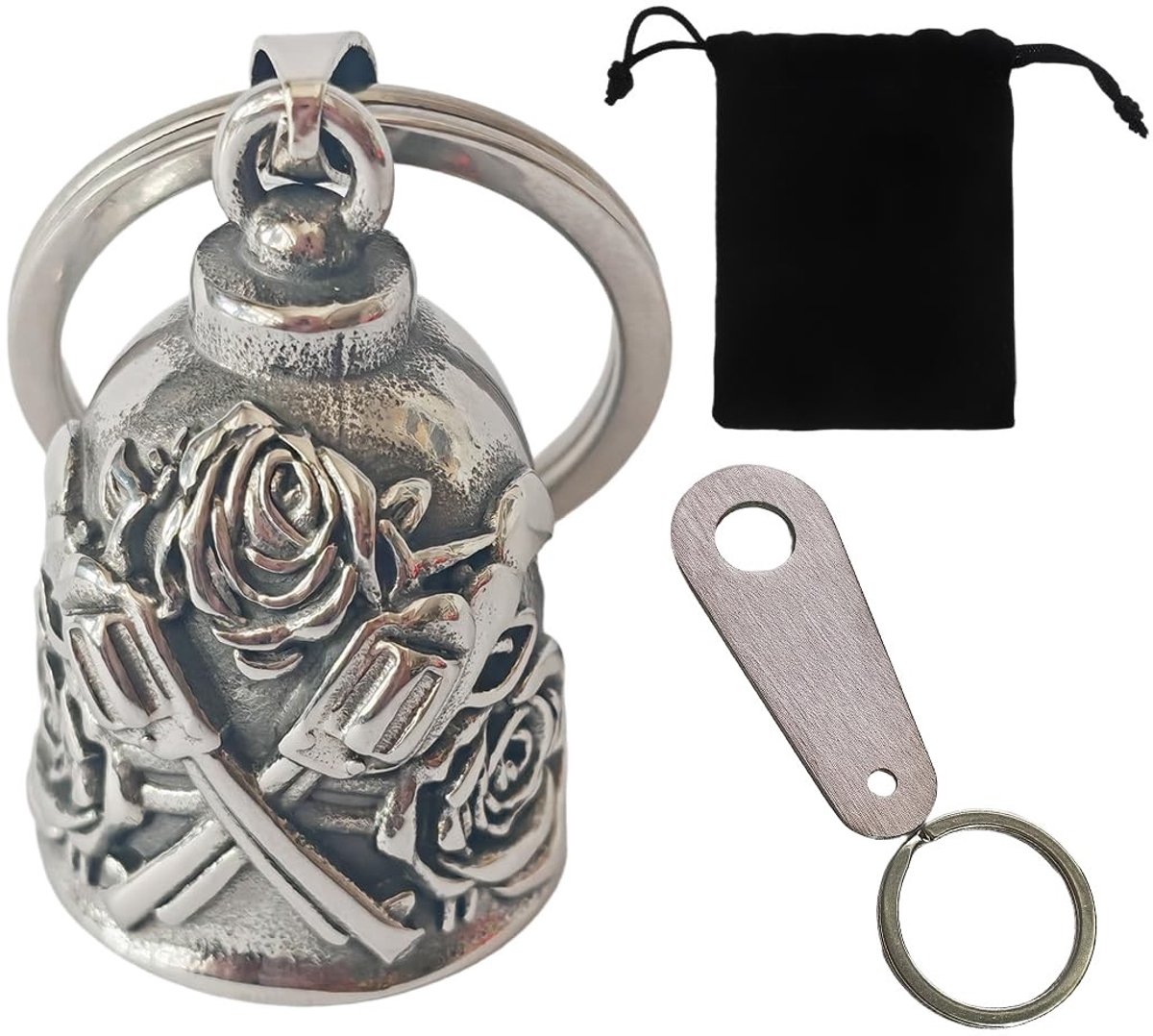 ONF3 - motorfiets klok - lucky charm - roestvrij staal - rijdersbel - bescherming - cadeau voor motorrijders - stijlvol