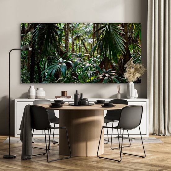 Aluminium schilderij 160x80 cm - Wanddecoratie metaal - Planten in regenwoud - Metalen muurdecoratie woonkamer - Decoratie industrieel - Foto op dibond - Industriële accessoires slaapkamer