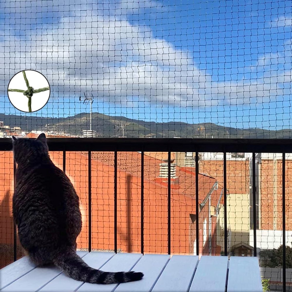 Veiligheidsnet voor Katten voor Balkon en Raam, Draadversterkt en Bijtbestendig