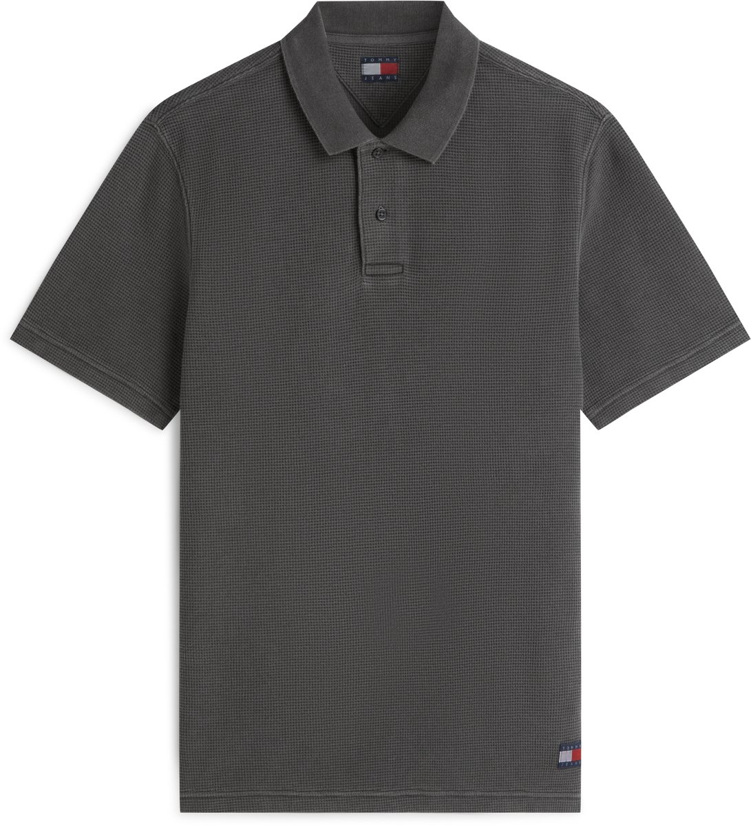 Tommy Jeans Poloshirt Tjm Reg Washed Waffle Polo Dm0dm23408 Bds Mannen Zwart