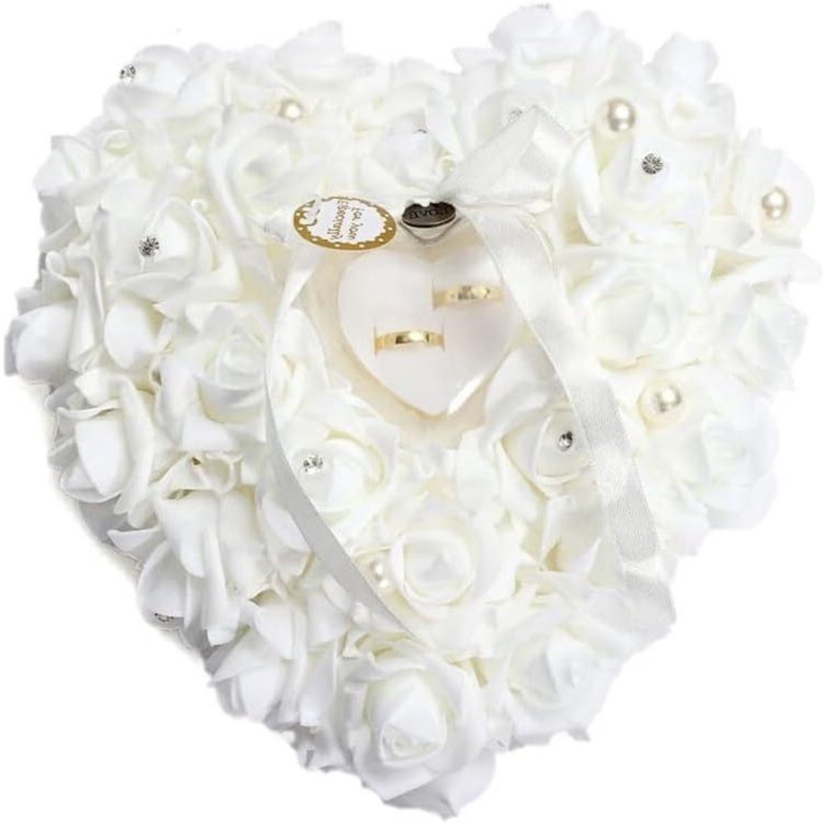 Romantisch Hartvormig Trouwring Kussen voor Bruiloft - Elegant Sieraden Accessoire