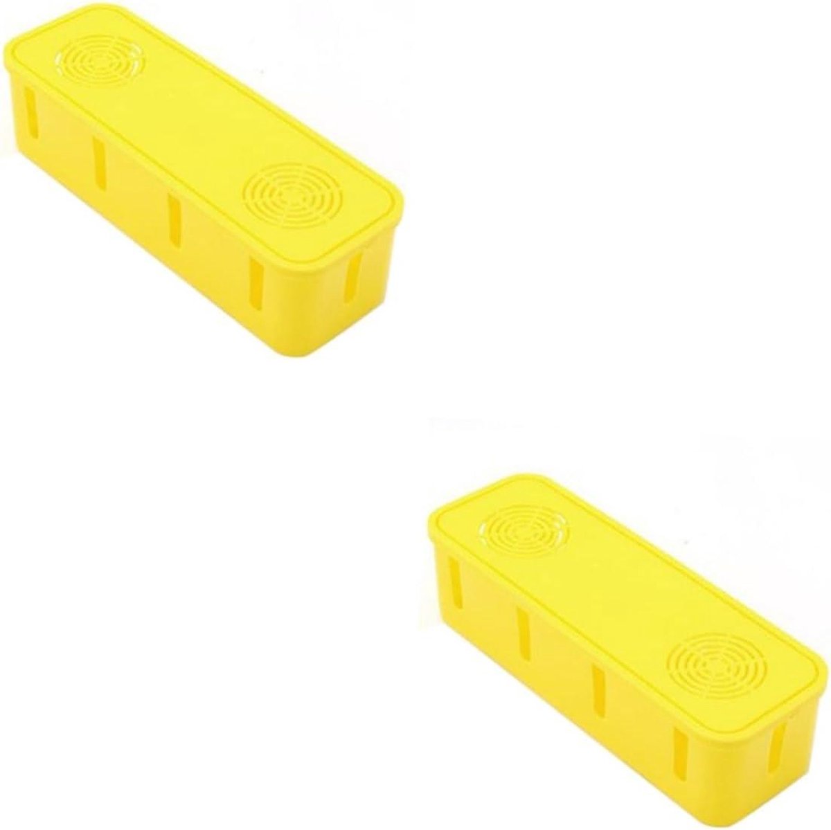 Kabel Organizer Box - Snoer Opberger - Bureau Netjes - Met Deksel - 2 Stuks - Geel