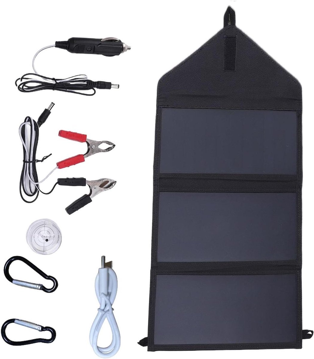 Draagbare Zonnepaneel - Opvouwbaar Oplader - Energie Opwekken - 100W Hoge Efficiëntie - 58x29cm - Zwart