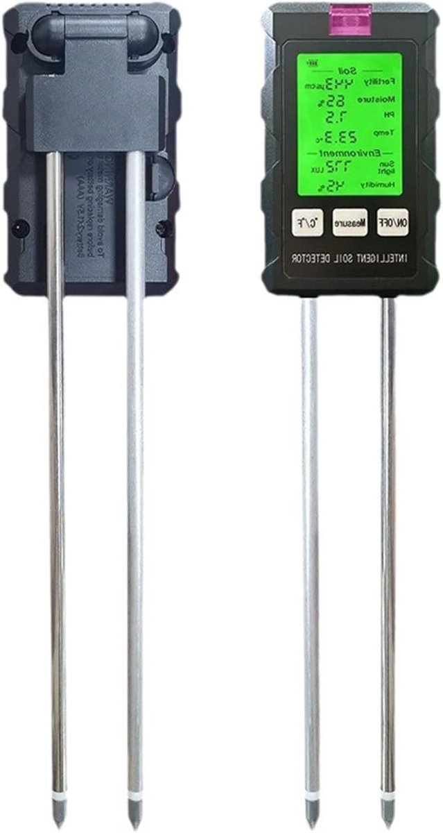 6-in-1 Bodemtester - Plantenmeter Vruchtbaarheid - Planten Verzorgen - Dubbele Naald Sonde - 222 x 49 x 4 cm - Zwart