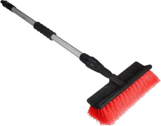 Wasborstel Telescoop - Auto Reiniger - Voertuig Glans - Geïntegreerde Waterdoorvoer - 82-129 cm - Rood