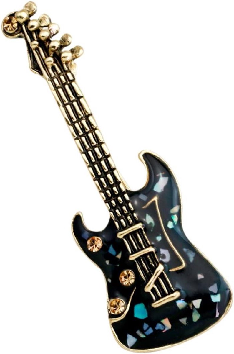 Muziek Decoratie Broche - Gitaar Speld - Kleding Versieren - Mini Gitaar Stijl - 4.8 cm - Wit