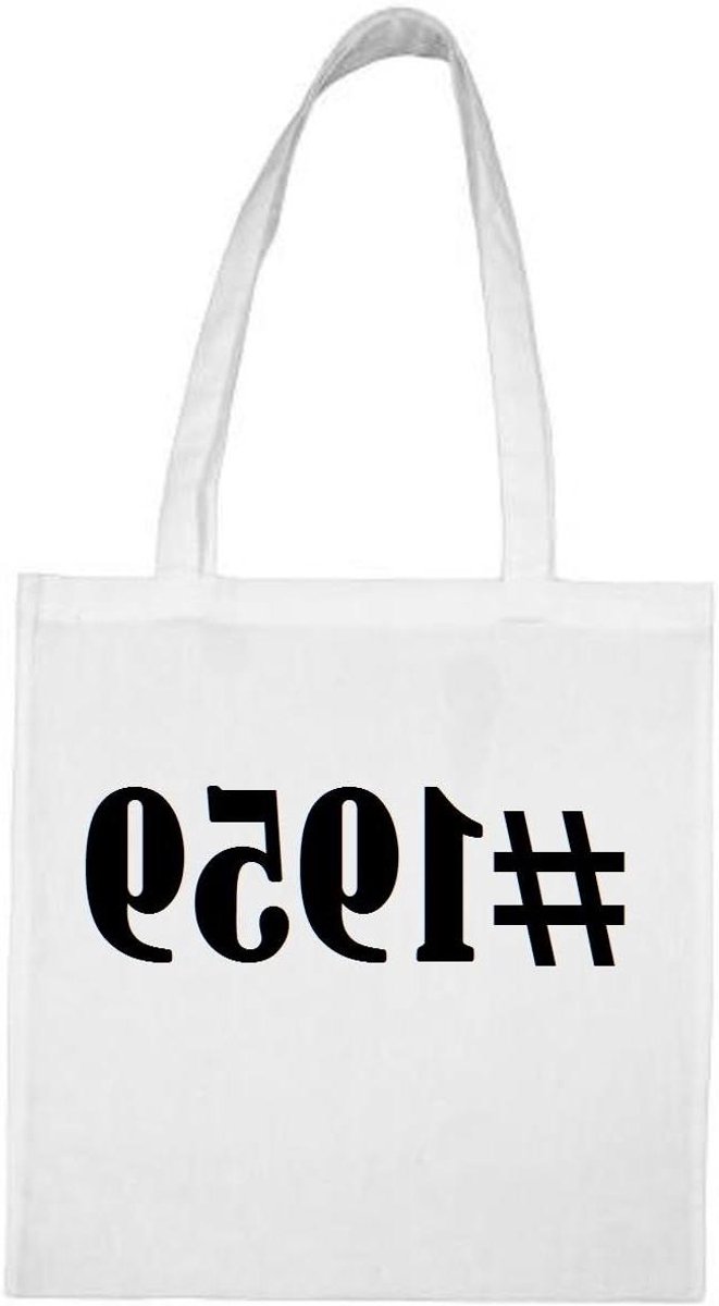 Hashtag Boodschappentas - Schooltas Gymtas - Dagelijks Gebruik - 100% Katoen - 38 x 42 cm - Wit