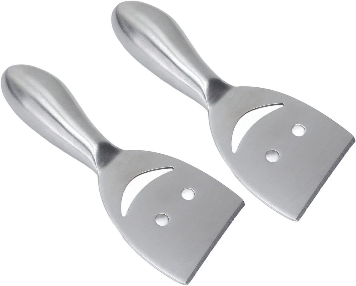 Kaasschaaf Set - Kaas Snijders - Kaas Bereiden - Ergonomisch Handvat - 2 Stuks - Zilverkleurig
