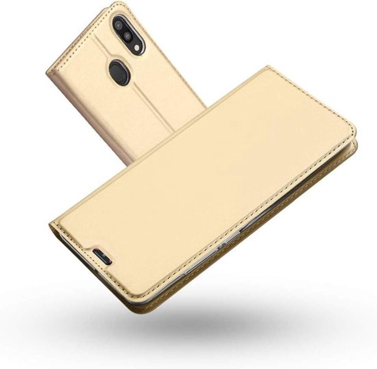 Beschermhoes voor Samsung Galaxy M10 en M20 - Goudkleurig luxe portemonneemodel