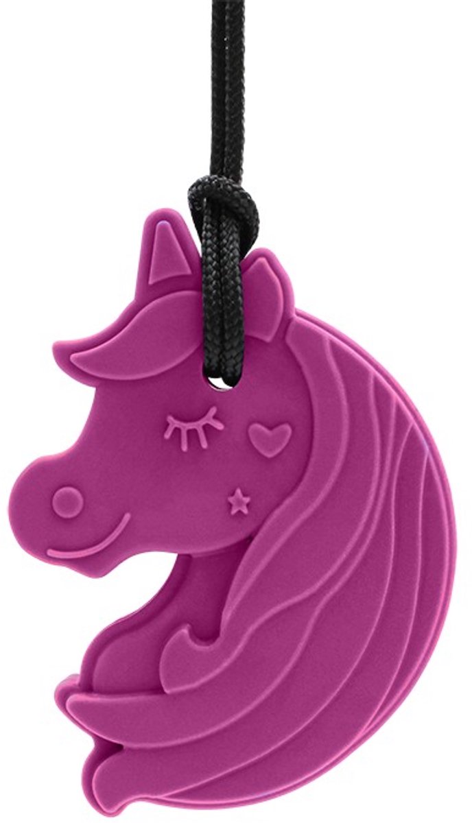 Ark Therapeutics kauwketting sensorisch speelgoed eenhoorn magenta standaard.
