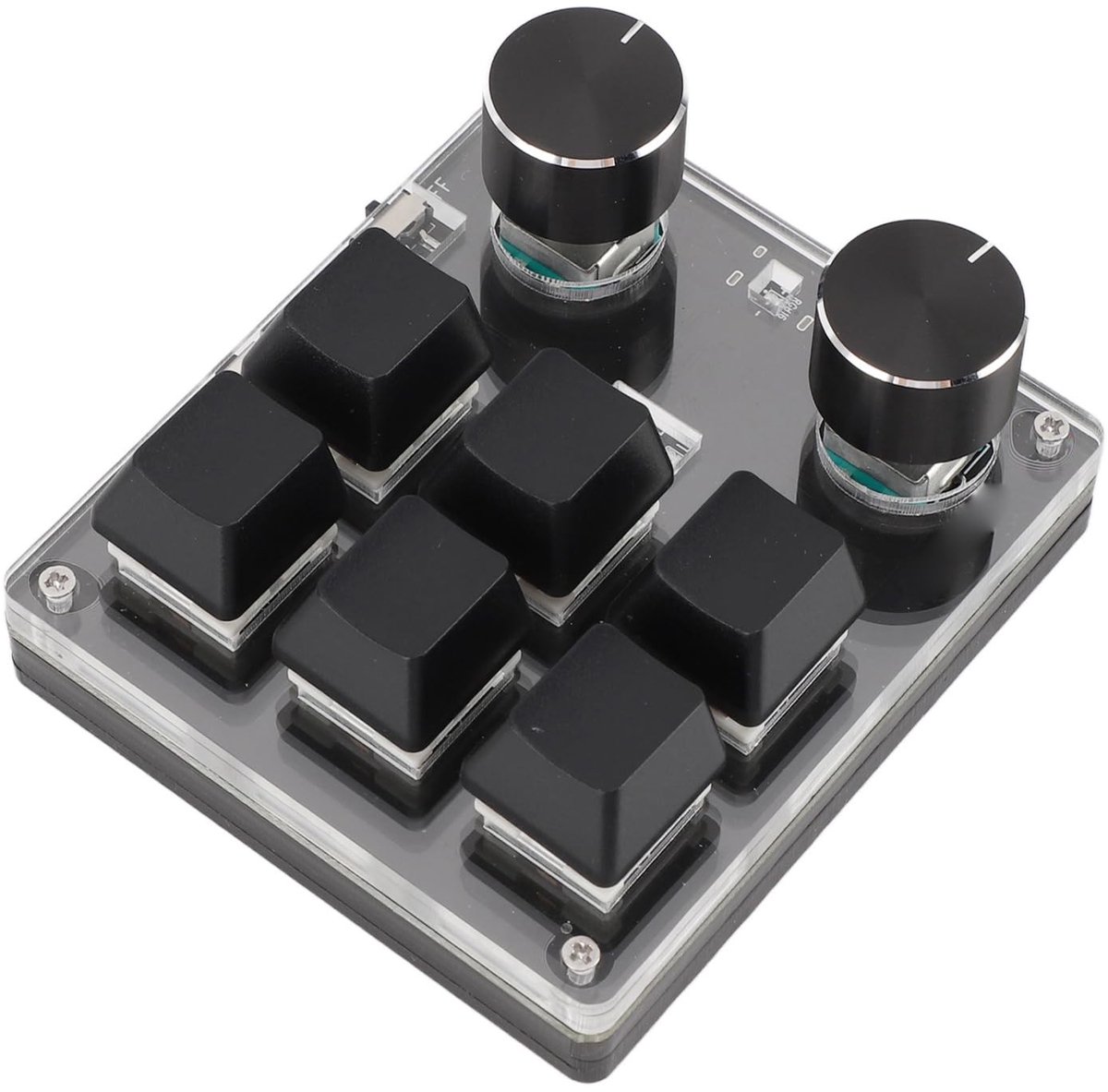 ONF3 - Mini-toetsenbord - USB-programmeerbaar - Compact formaat - Mechanisch gamingtoetsenbord - Voor kantoor en gaming - 6 toetsen met rode sch...
