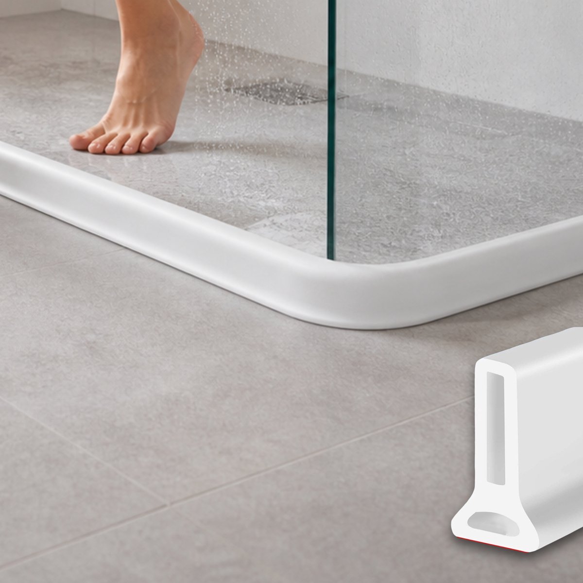 Waterkering - Siliconen - Wit - 1 Meter - Zelfklevende Kitrand - Waterdrempel - Douche dorpel - 3 cm x 5 cm (breedte x hoogte)
