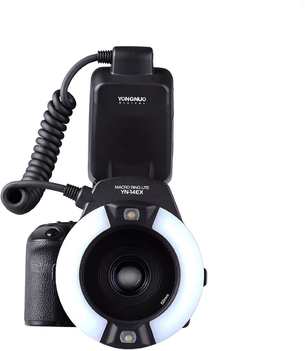 aladdien - YN-14EX Macro Ringflitser - Macro flitser - Geschikt voor Canon - E-TTL ondersteuning - Met LCD-scherm - Inclusief adapterringen