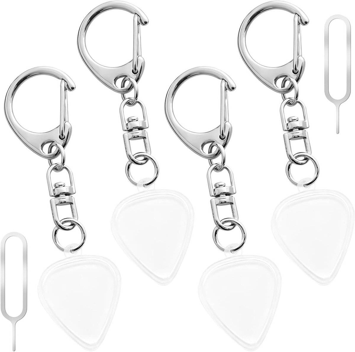Transparante Acryl Gitaar Plectrum Houder Sleutelhanger met Kaart Pin, Handige Display voor Plectrums en Gitaaraccessoires