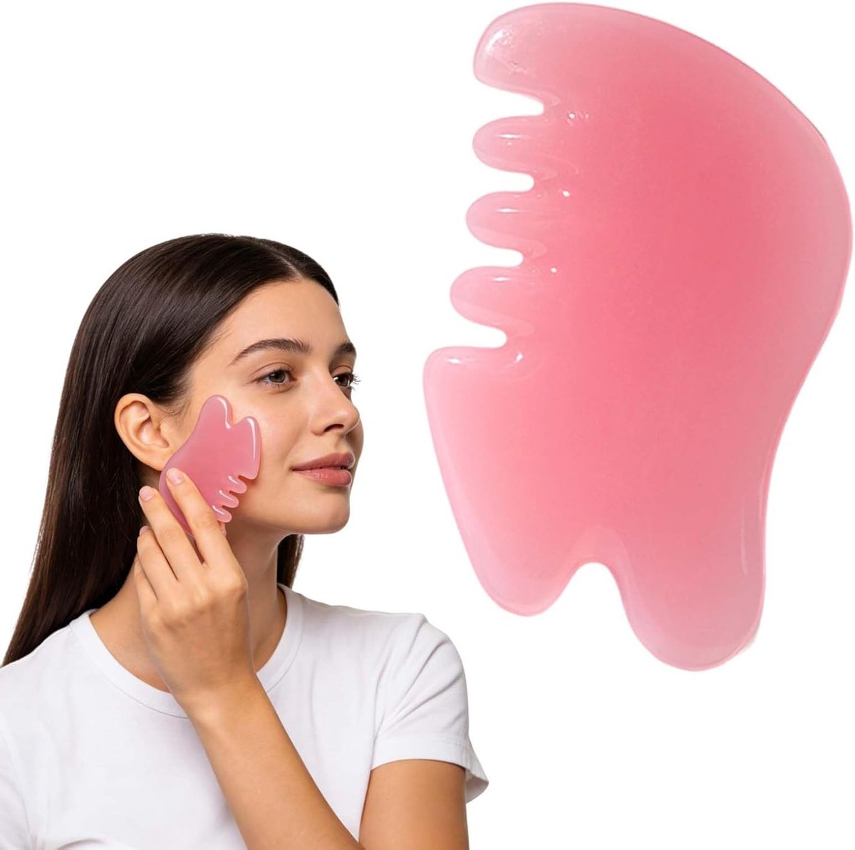 Natuurlijke jade gua sha-steen voor schaduwmassage, hoofdhuidverzorging, nek- en rugmassage, kaakvorming en ontspanning