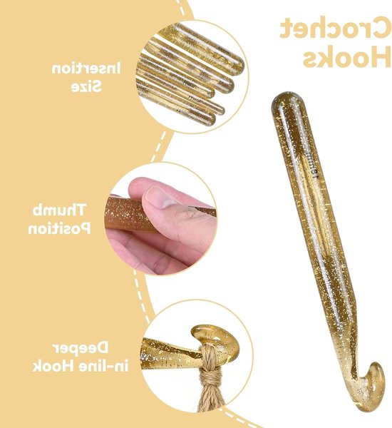 Set van 5 Ergonomische Haaknaalden voor Dikke Wol met Steekmarkeerders en Stopnaalden voor Dekens, Sjaals en Mutsen — afbeelding 2