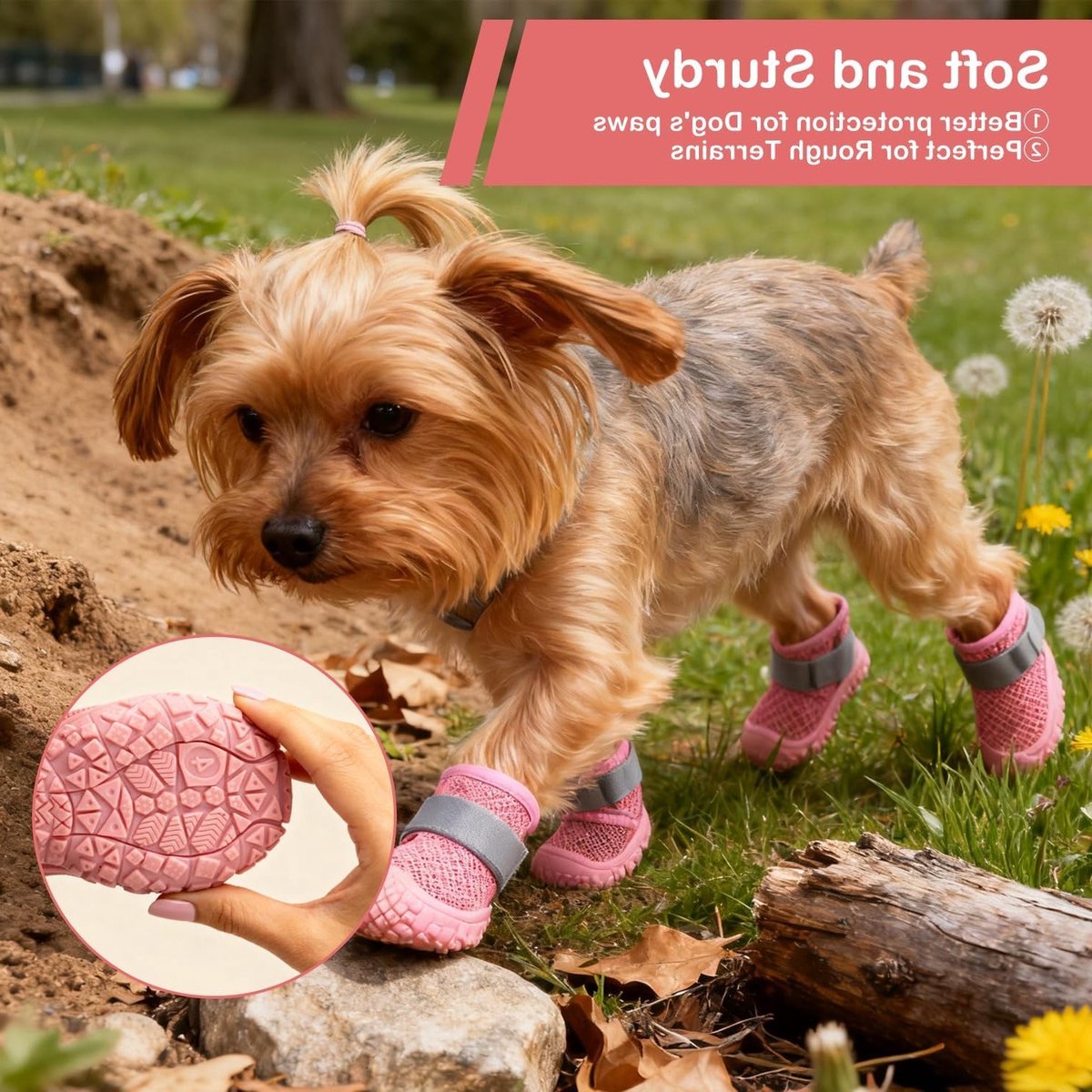 Set van 4 hondenlaarzen, antislip hondenboots voor gewonde poten, ademende en verstelbare beschermers voor kleine en middelgrote honden, ideaal voor buitenactiviteiten en bescherming tegen verwondingen