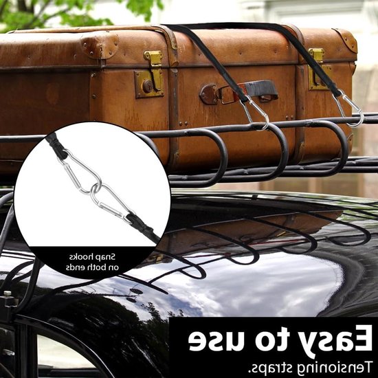 Elastic Bands met Haken - 4 Stuks Bungee Koorden met Stalen Karabijnhaken, Veelzijdige Rubber Tensioners voor Bagage, Cargo en Draaglast, 60 cm Lange Elastische Touwen van Merkloos — afbeelding 3