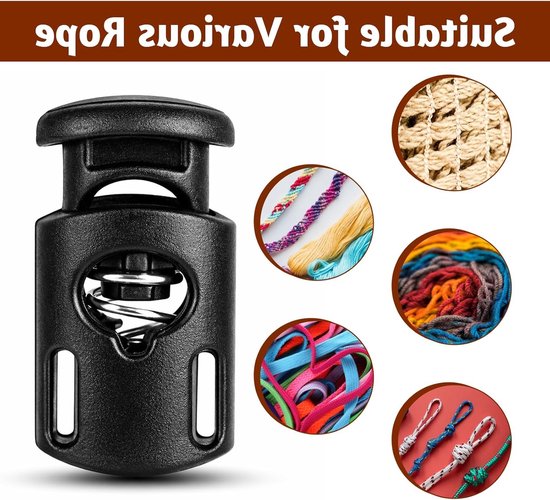 10 stuks universele koordstoppers, zwarte kunststof koordstopper voor koorden tot Ø 5 mm, ideaal voor tassen, kleding en rugzakken — afbeelding 4