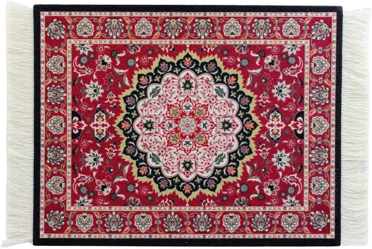 Mini Tapijt Muismat met Kwastjes - Oriëntaals Design voor Laptop, PC en Gaming - Perfecte Bureau Accessoire en Desk Pad