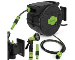 Tuinslanghaspel 20 Meter - Wandslangenbox met Automatisch Oprollen - Haspel Tuinslang - Sproeikop 7 Standen - Aan de Muur