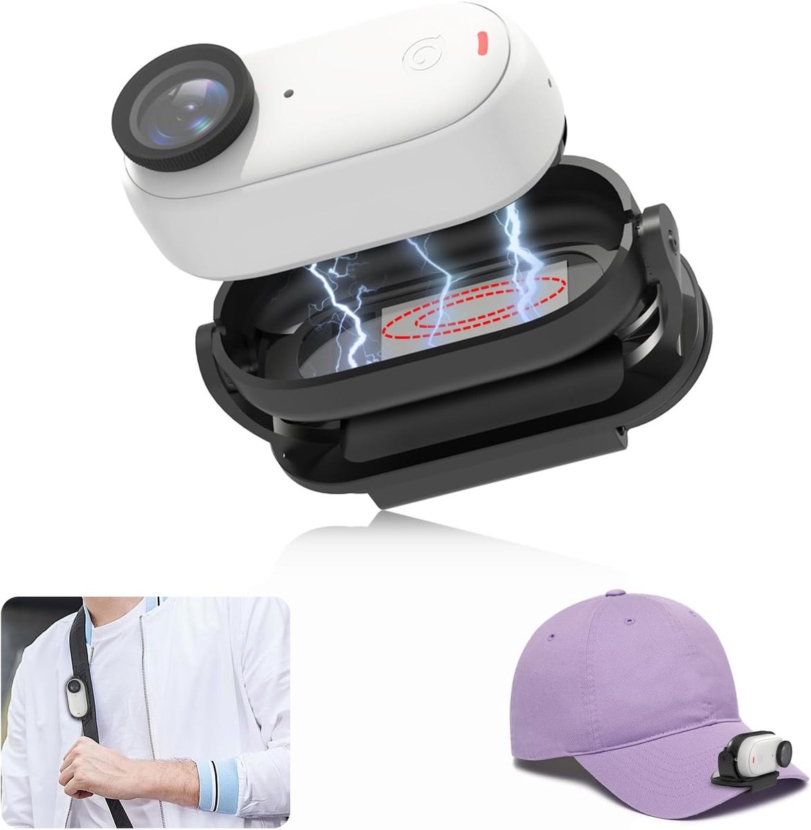 Magnetische Clip Houder voor 360 Graden Actiecamera met Verstelbare Hoek