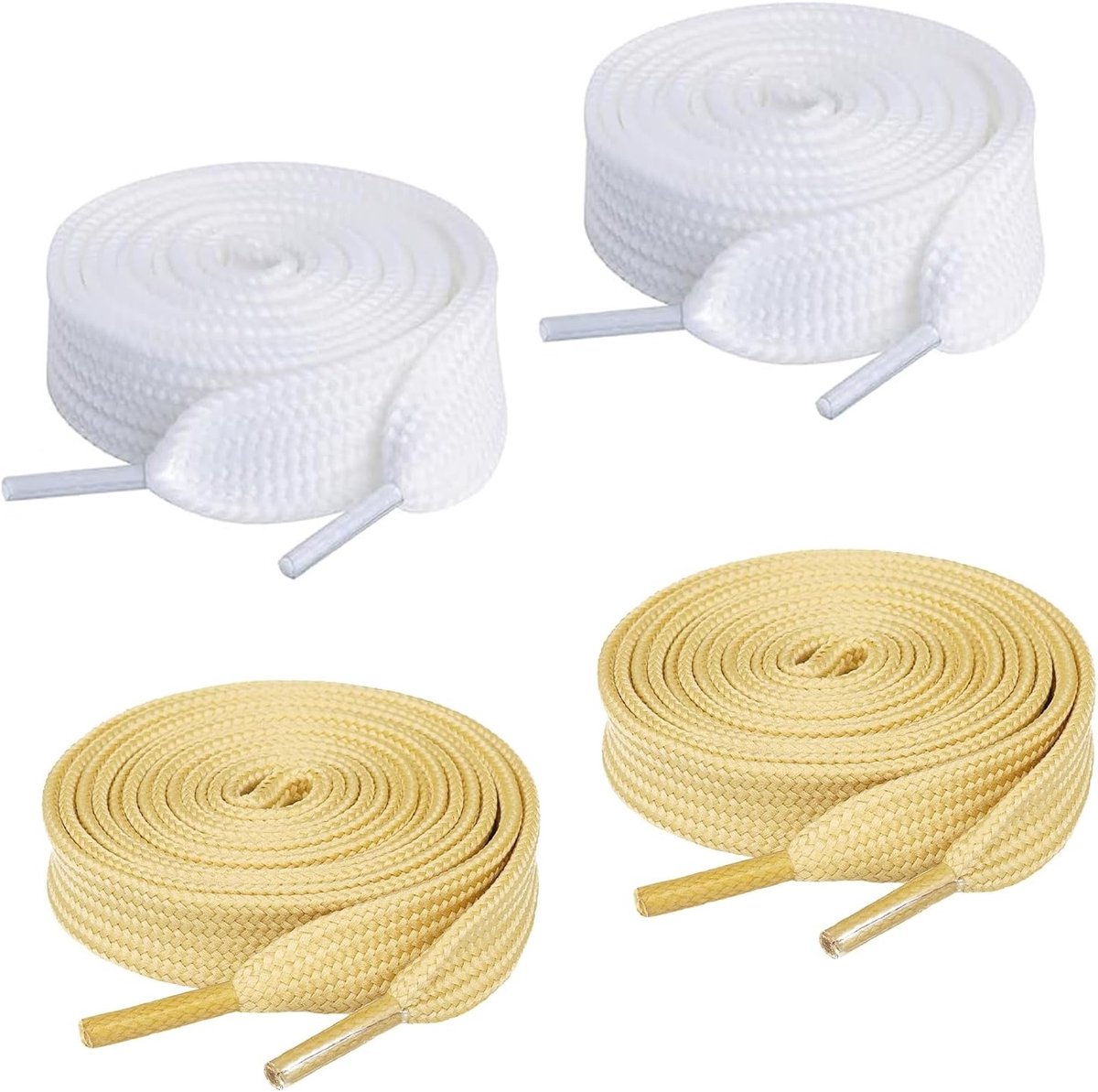 Dailygoods - Dikke Witte/Lichtgele Platte Schoenveters - 140 cm Lange Veters voor Sneakers en Casual Schoenen