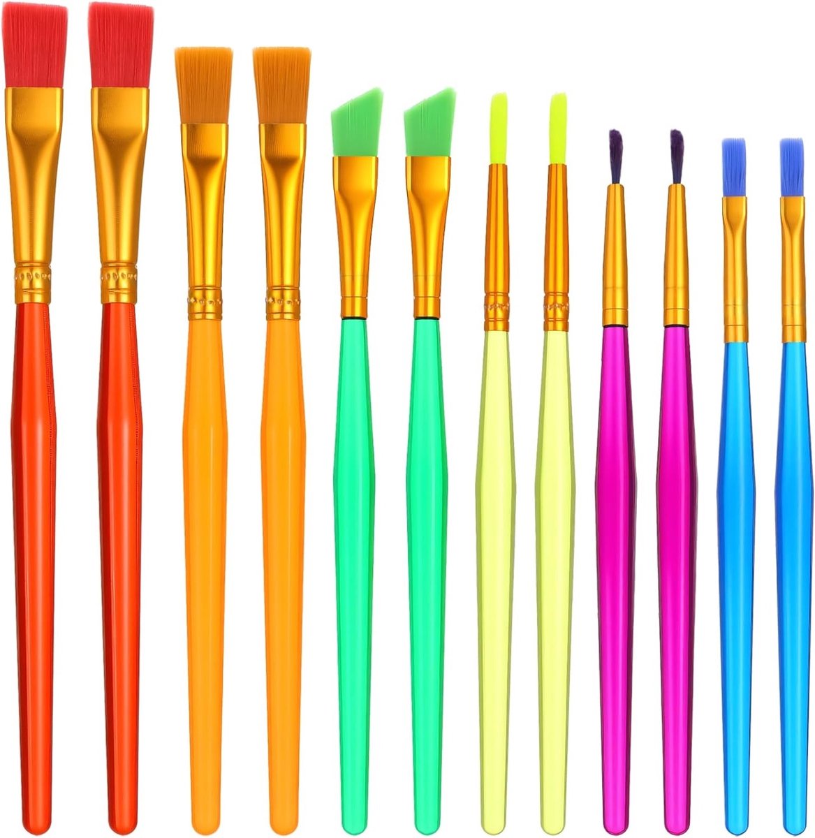 Set van 12 Kleine Verfkwasten voor Taartdecoratie, Glazuur en Kunstprojecten - Nylon Haarverfkwasten voor Creatieve Klussen