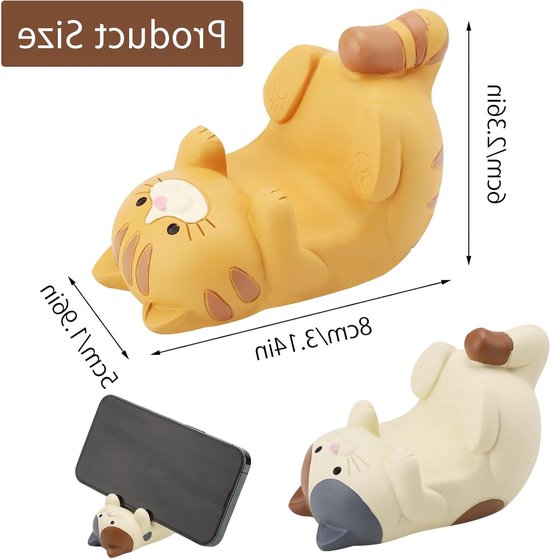 2 Stuks Schattige Kat Telefoonhouder - Grappige Kat Hoofd Tafelhouder voor Mobiele Telefoons en Accessoires — afbeelding 5