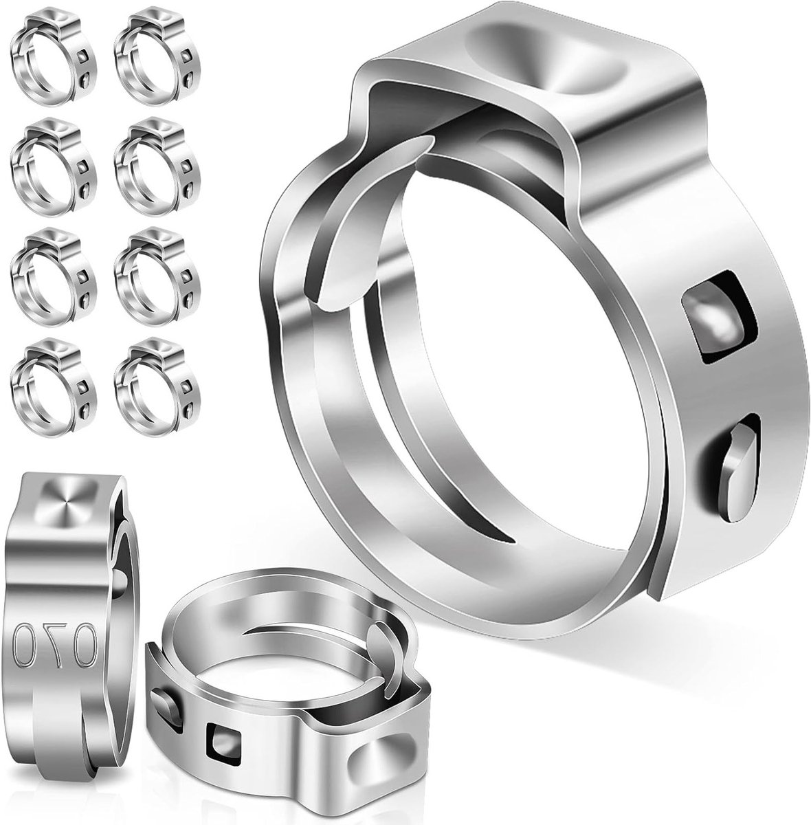 Set van 10 roestvrijstalen klemmen van 6-7 mm voor slangen, brandstofleidingen en buizen, verstelbare clips voor stevige bevestiging