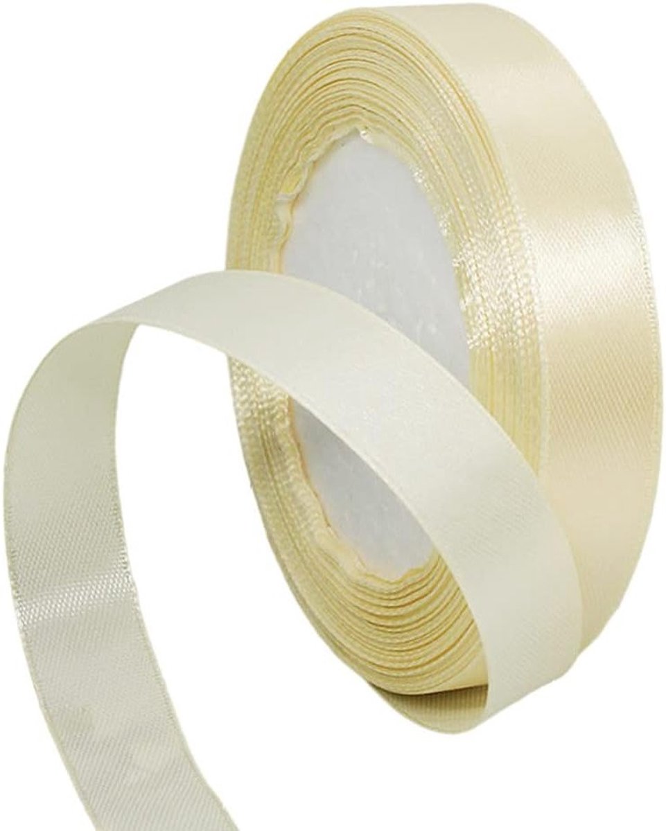 Elegante 15mm ivoorkleurige satijnen lint voor cadeaus, ballonnen, knutselen, bruiloften en decoraties - 22 meter lang
