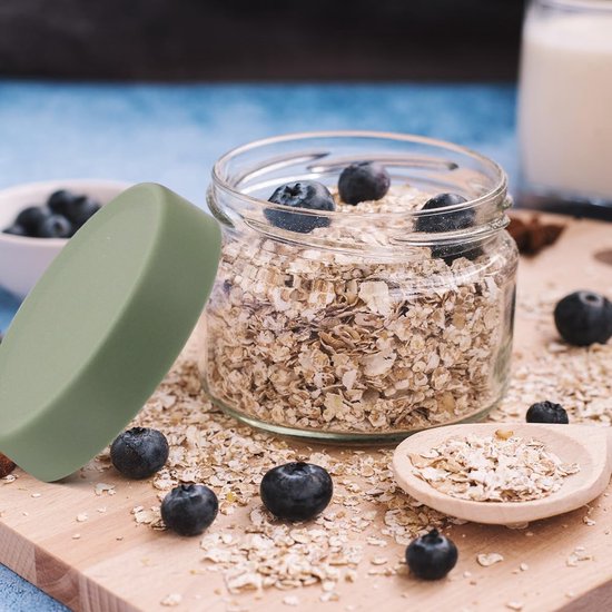 Set van 4 Herbruikbare Glazen Potten van 10oz met Schroefdoppen voor Overnight Oats, Salades, Yoghurt en Meer van Merkloos — afbeelding 4