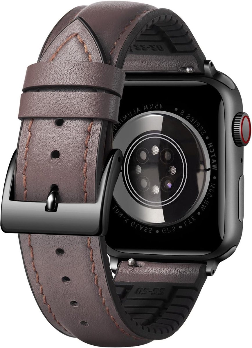 Siliconen Horlogeband voor Apple Watch 38 mm tot 49 mm - Hybride Leer met Micro Perforaties, Comfortabele en Duurzame Armband voor iWatch Modellen