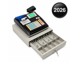 Kassa - Kassa Elektronisch – 48 Toetsen Kassasysteem – 10.000 Codes – Dubbele Display – Inclusief Geldlade – Voor Winkel & Horeca – Zwart/Wit