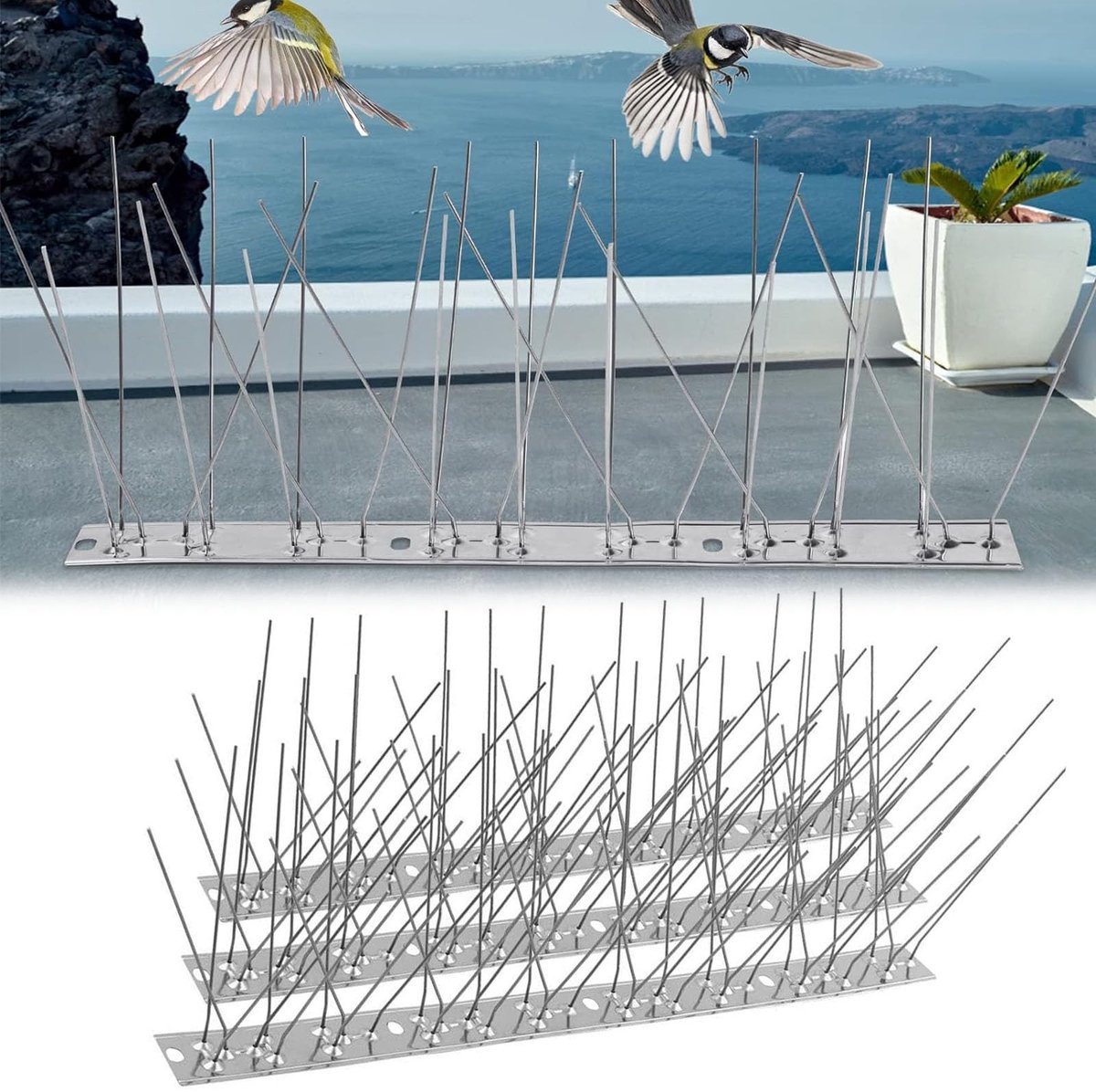 ONF3 - Vogelwering - Dierenbestrijding - Roestvrij staal - Anti duiven - Vogelspikes - Effectieve bescherming tegen vogels - Geschikt voor tuinen