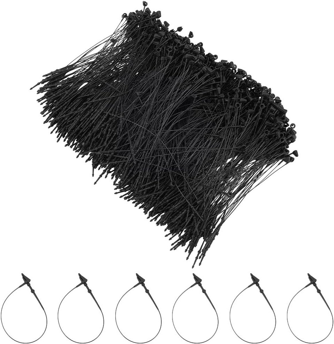 1000 Stuks Zwarte Plastic Hangtags met Snap Lock Pins - Professionele Veiligheidslus Bevestigingsmiddelen voor Retail en Productlabeling